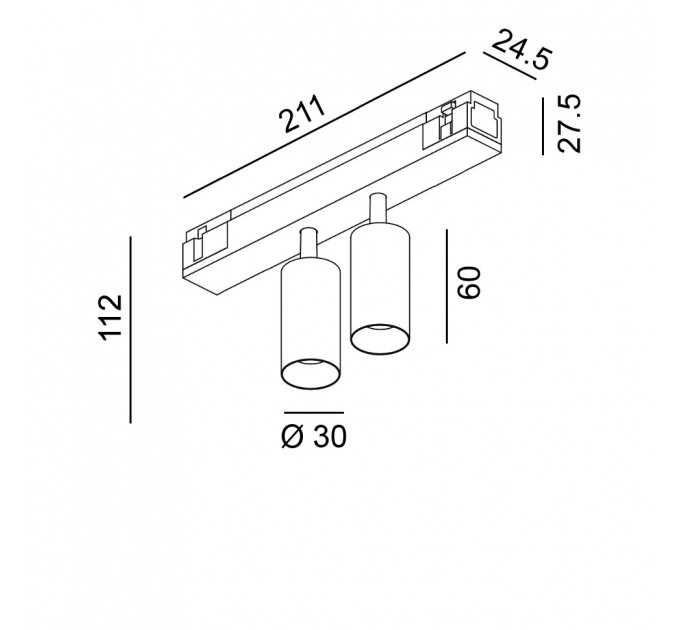 IN_LINE TUB S A 60 X2, D30mm, H60mm, LED 2х4.5W, 4000К, чорний (06.2301.14.940.BK)