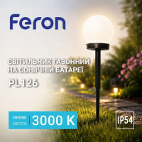 Ґрунтовий світлодіодний світильник Feron PL126 3000K на сонячній батареї чорний