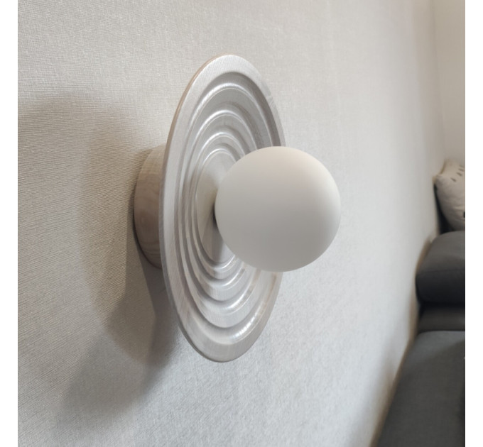 Світильник з ясеня Орбіт White Бра лофт на стіну