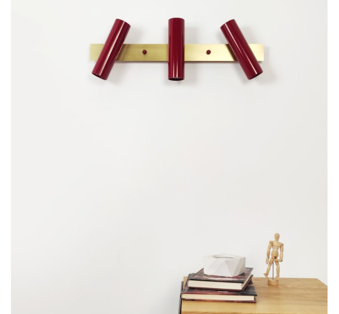 Настінний світильник Luno-3 Gaff Design Burgundy для дзеркала ванної
