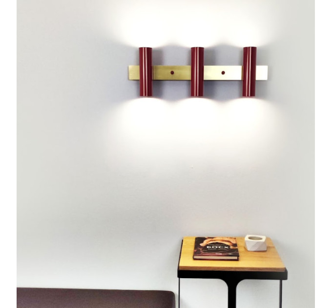 Настінний світильник Luno-3 Gaff Design Burgundy для дзеркала ванної