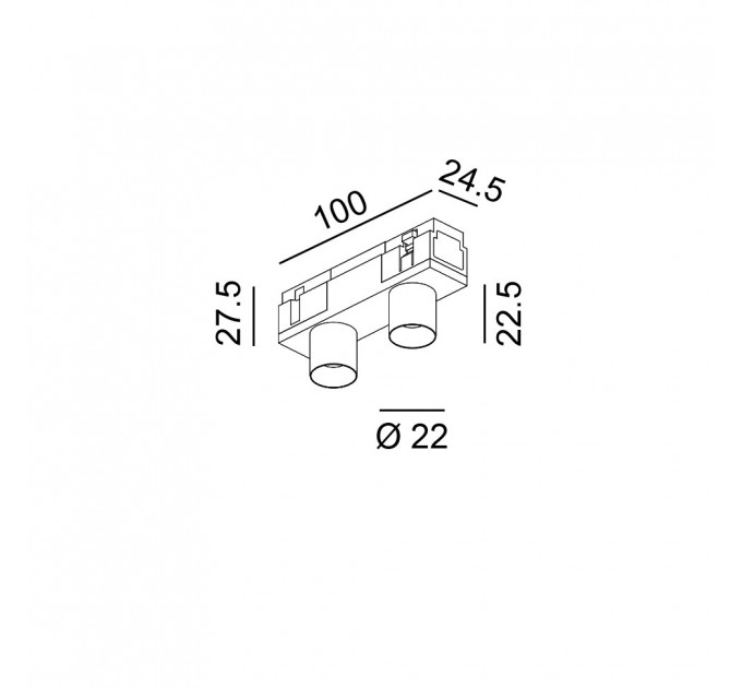 IN_LINE TUB XS A 22 X2, D22, H23mm, LED 4W, 3000К, латунь (06.2221.4.930.BR)